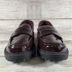 Old Navy Chunky Loafers Girls Size 3 Burgundy Slip On Shoes